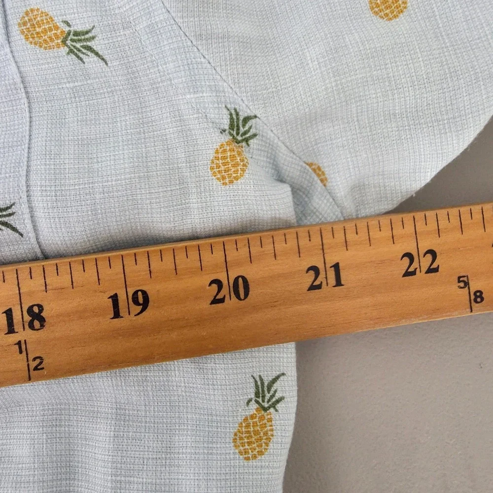 Banana Republic Shirt Mens‎ Medium White Pineapples Vacation Linen Summer Light
